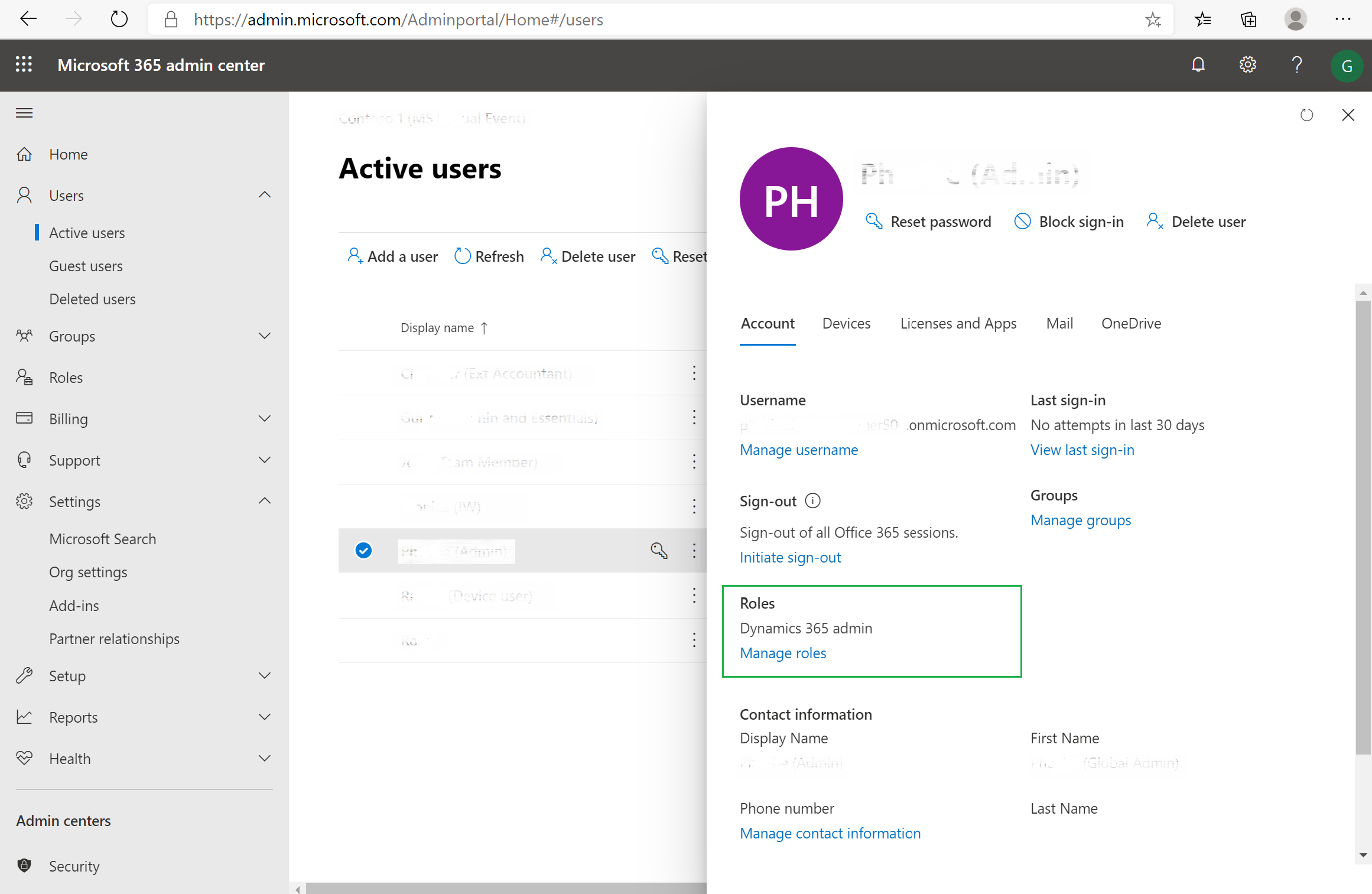 Roles de administrador de Dynamics 365 y administrador del departamento de soporte técnico para acceder al centro de administración de Business Central