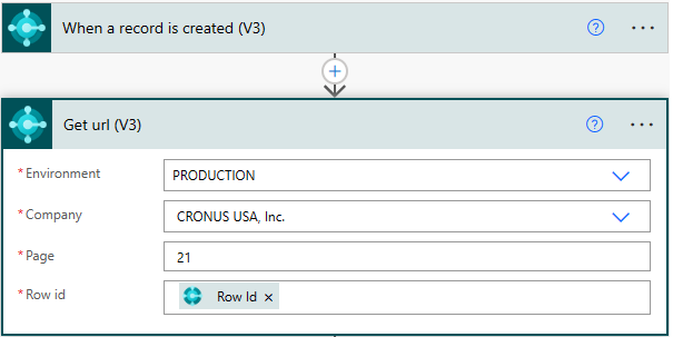 Shows the action called Get record (V3) in Power Automate.