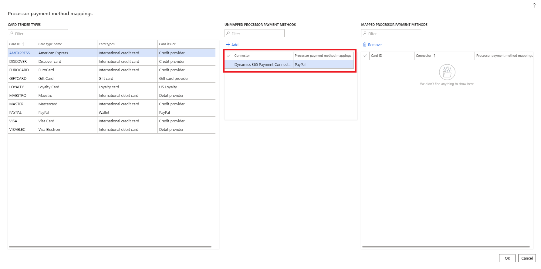 Unmapped processor payment method