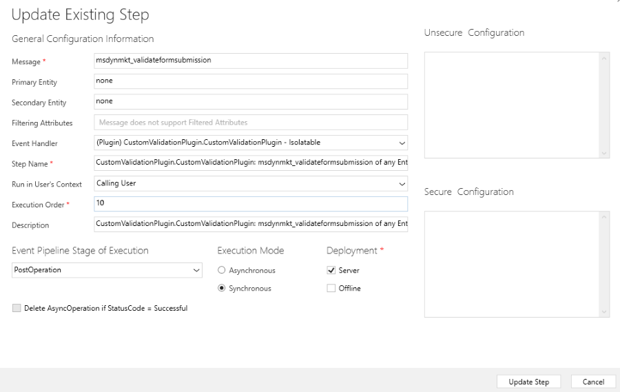 Asegúrese de que el Modo de ejecución esté configurado como Sincrónico.