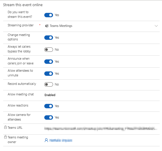 Configuración de reuniones de Teams.