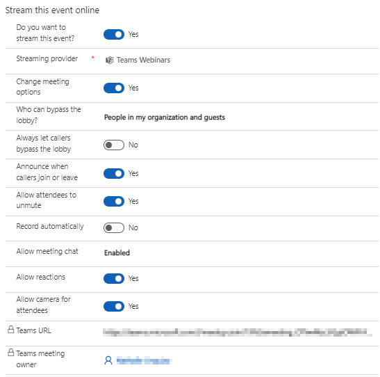 Captura de pantalla de la configuración del seminario web