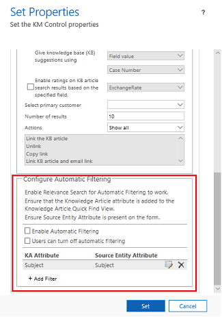 Configurar filtrado automático.