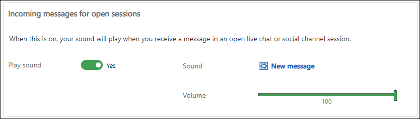 Configuración de notificaciones de sonido para sesiones abiertas.