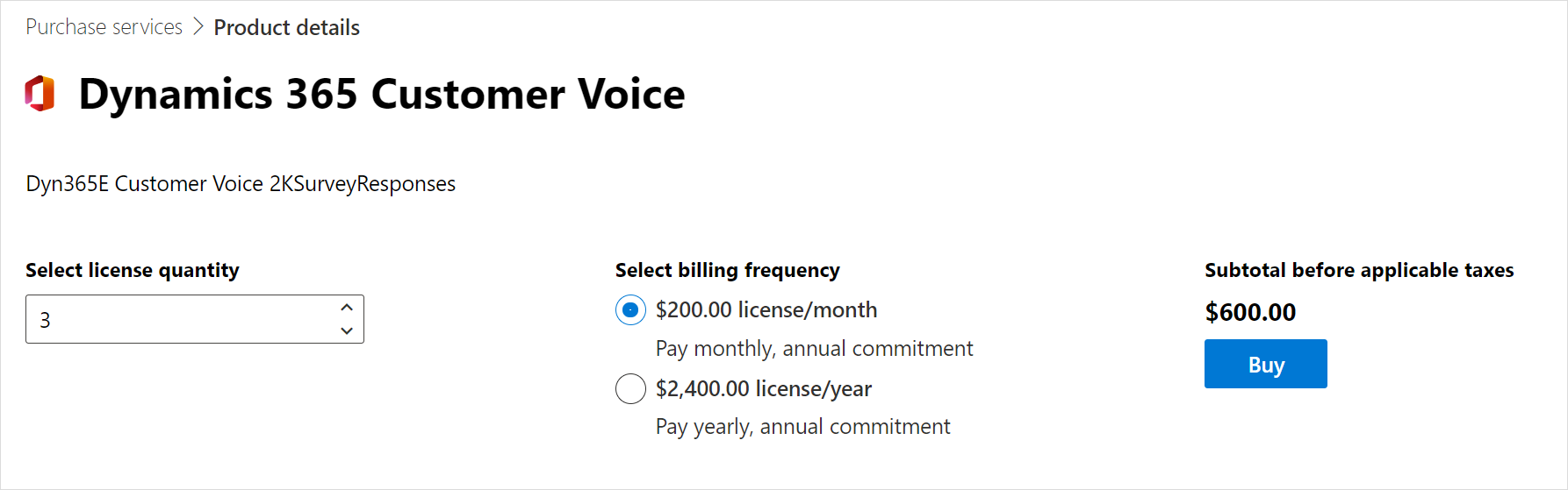 Comprar Dynamics 365 Customer Voice.