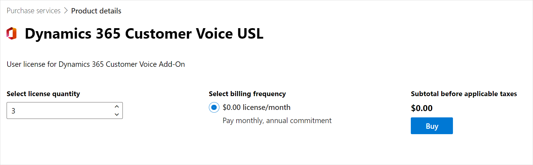 Comprar Dynamics 365 Customer Voice USL