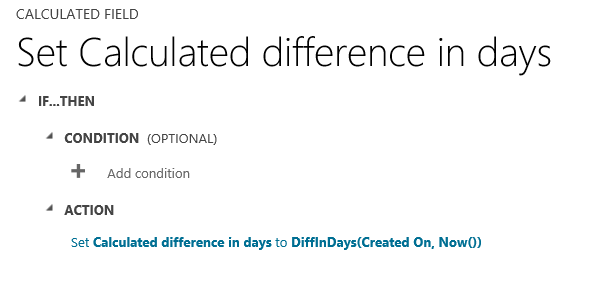 Diferencia en días desde la creación de registros.