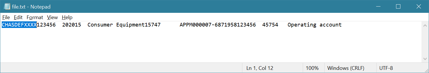 Archivo de pago en formato TXT utilizado para procesar el pago del proveedor.