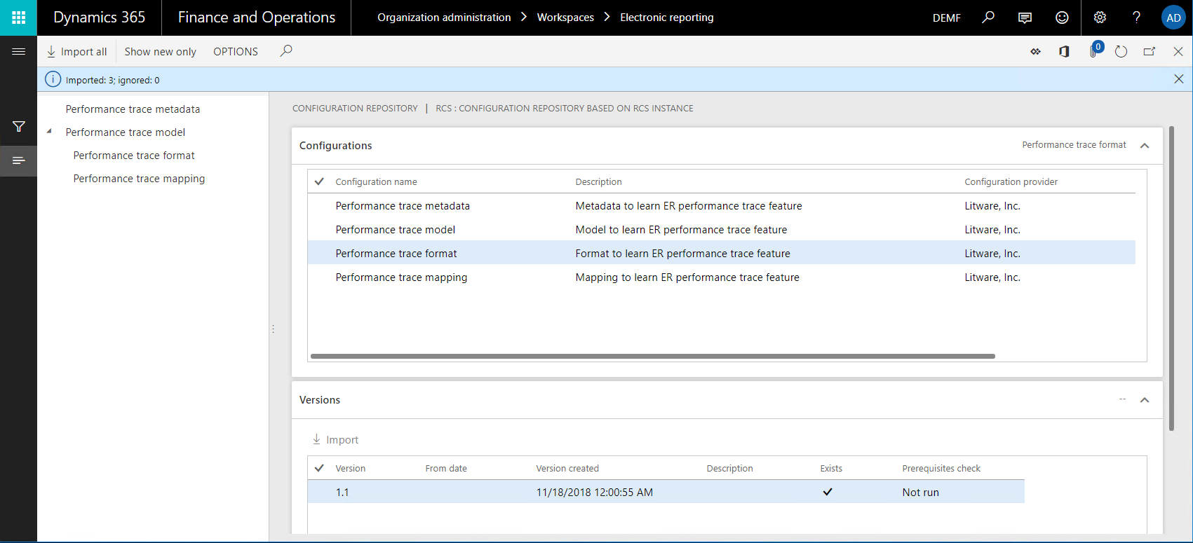 Página de configuración del repositorio.