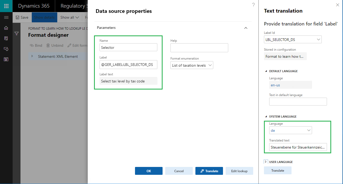 Las propiedades del origen de datos se deslizan hacia afuera.