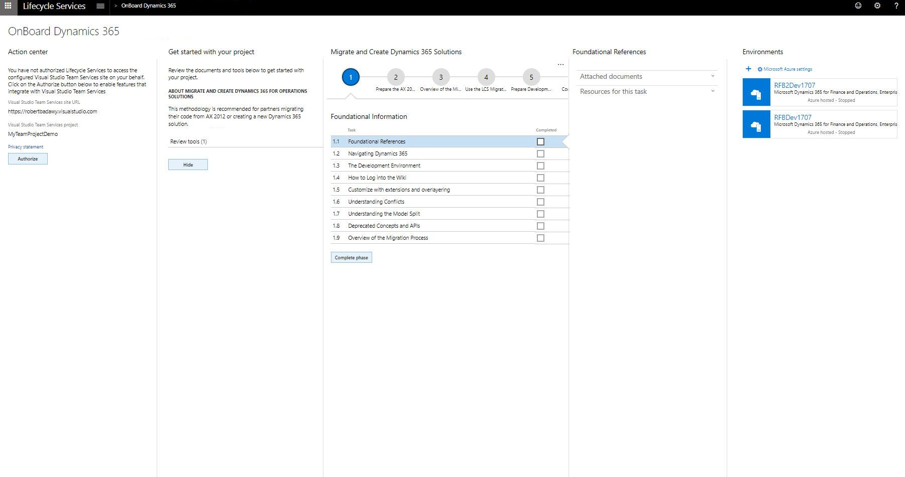 Lifecycle Services Onboard methodology.