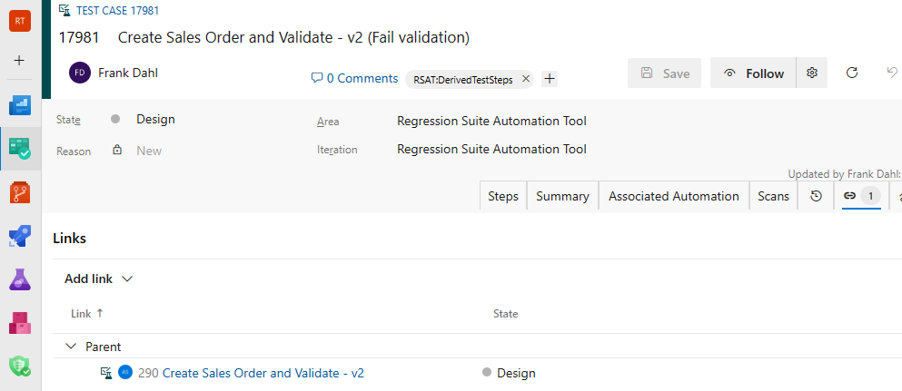 Example of derived test case that is automatically created.