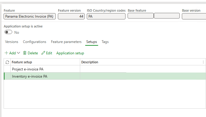 Captura de pantalla que muestra las dos configuraciones para Panamá