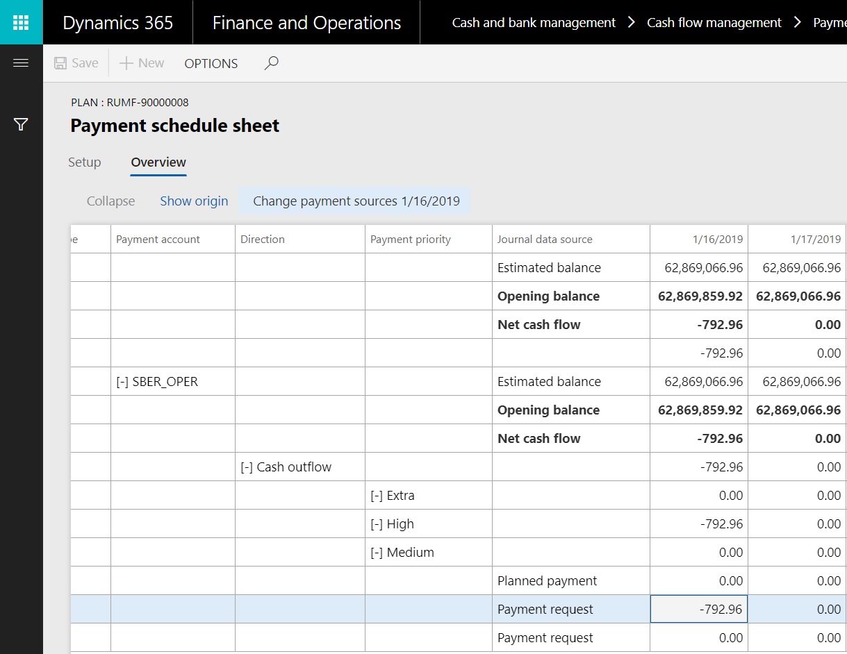 Change payment sources button on a payment schedule sheet.