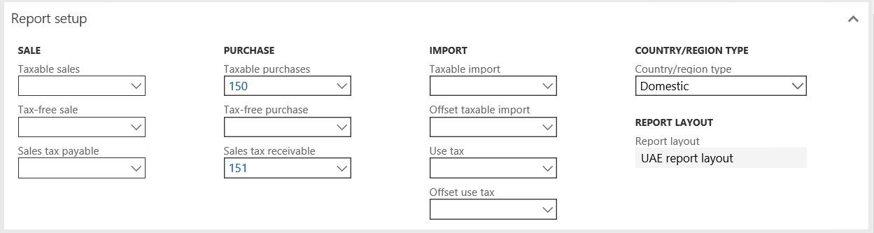 Ficha desplegable Configuración de informe.