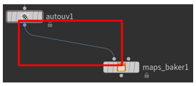 Conexión del nodo autouv1 con el nodo maps_baker1.