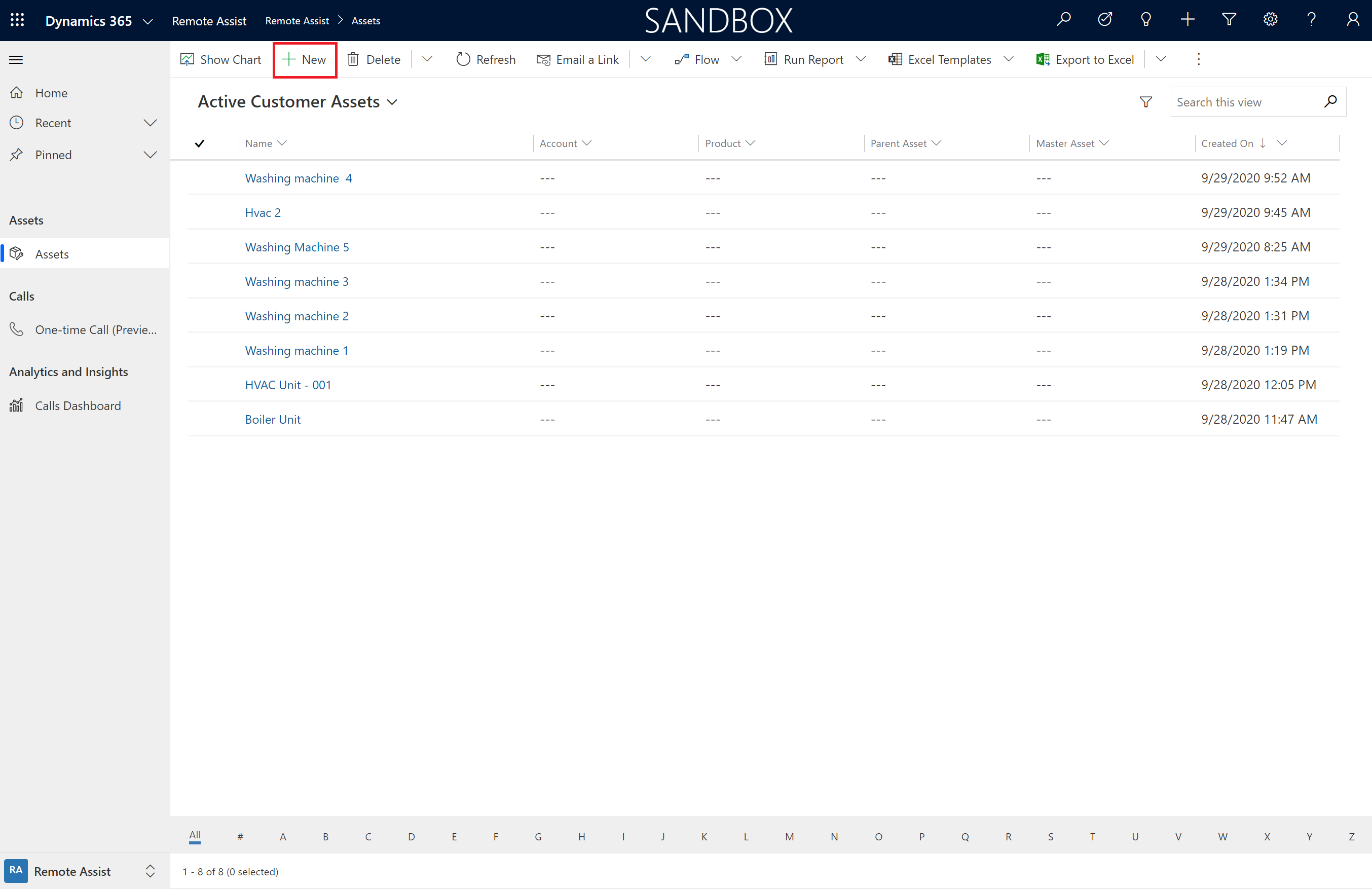 Captura de pantalla de la aplicación basada en modelo Dynamics 365 Remote Assist que muestra la opción 