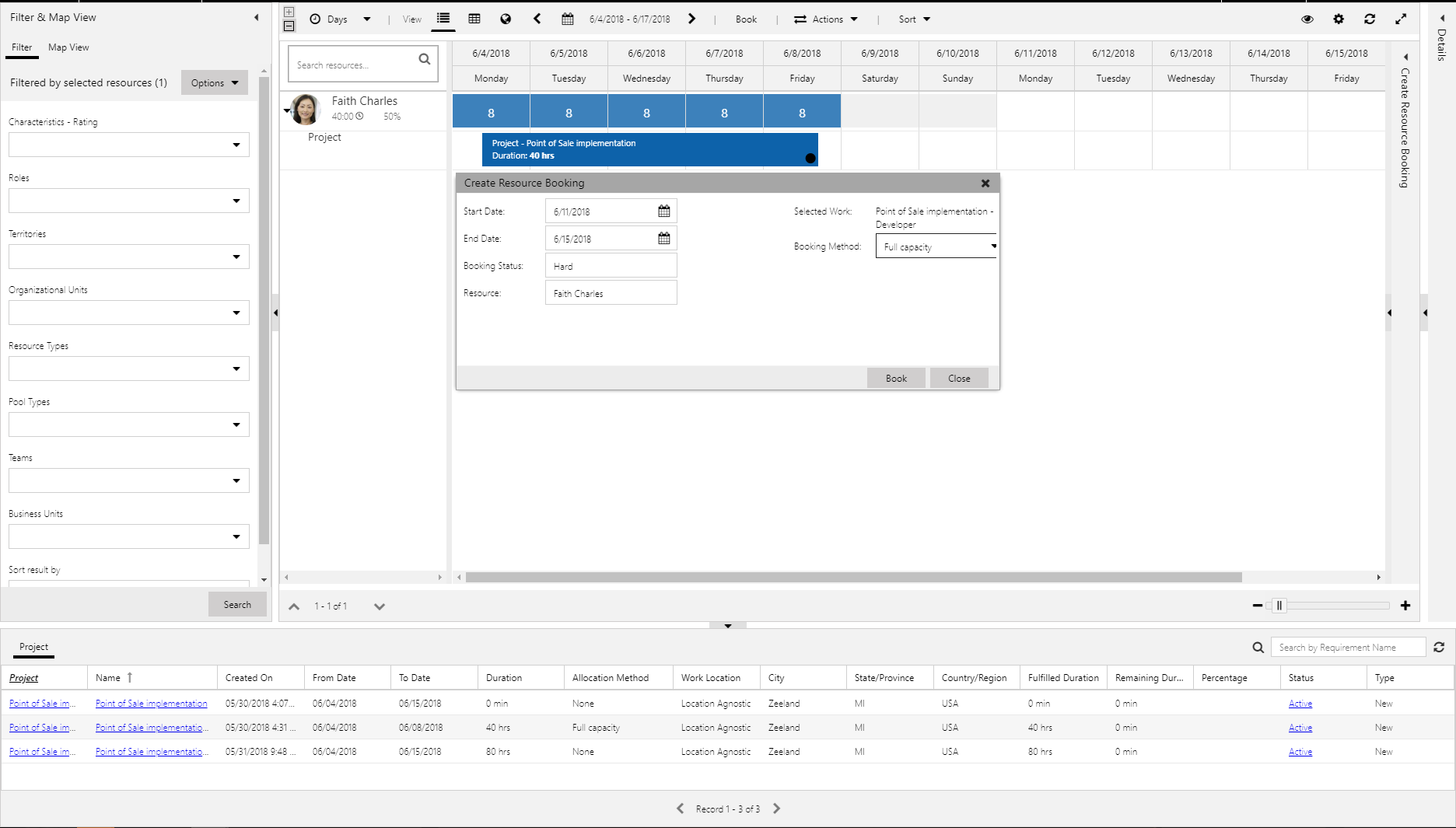 Cuadro de diálogo Crear reserva de recursos.