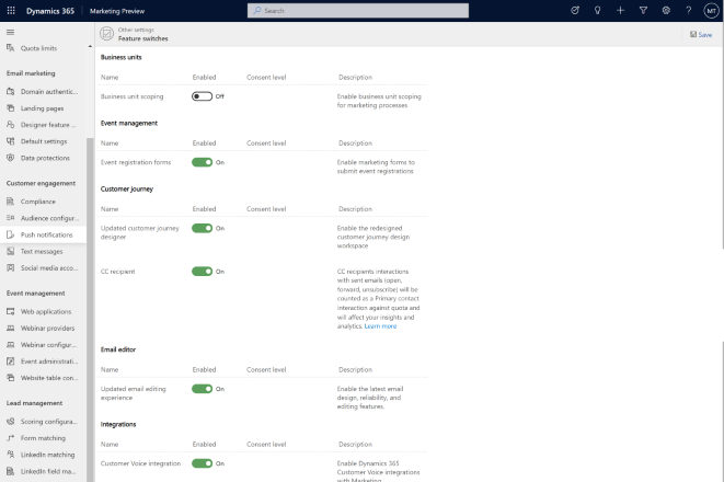 Opciones de configuración