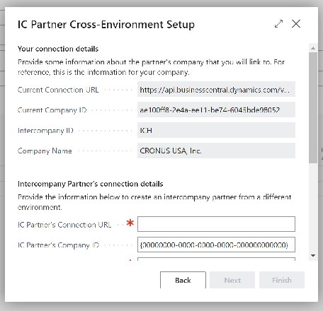 Nueva página de configuración para socios IC de diferentes entornos