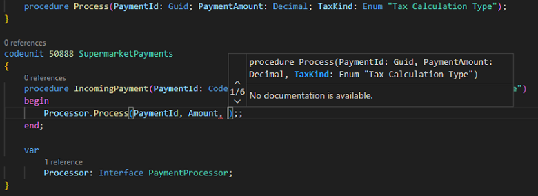 Ejemplo de IntelliSense que prioriza la sobrecarga óptima para la función mientras escribe