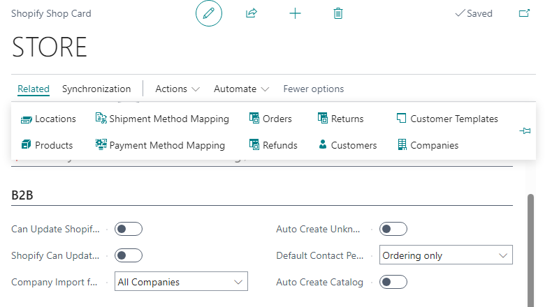 Ficha de tienda de Shopify