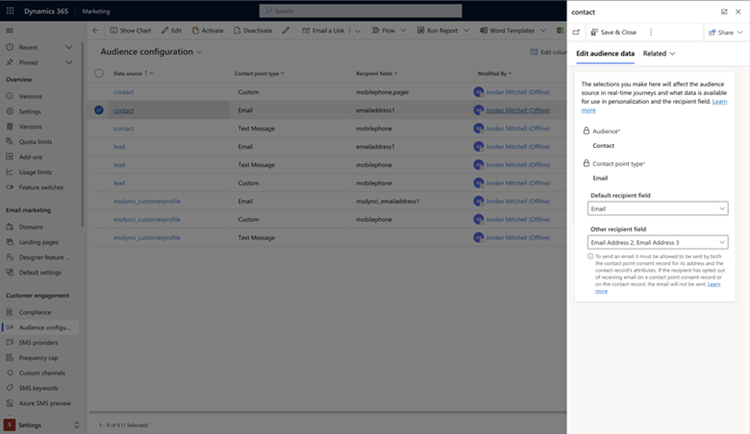 Configuración de público habilitada ahora para configurar varias direcciones de correo electrónico para contacto