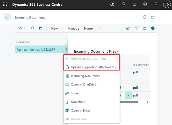 Muestra acciones actualizadas en el cuadro informativo Documentos entrantes.