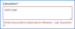 Mensaje de error para una columna relacionada con la jerarquía.