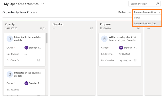 Lista de tipo de kanban.