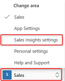 Seleccione configuración de Sales Insights