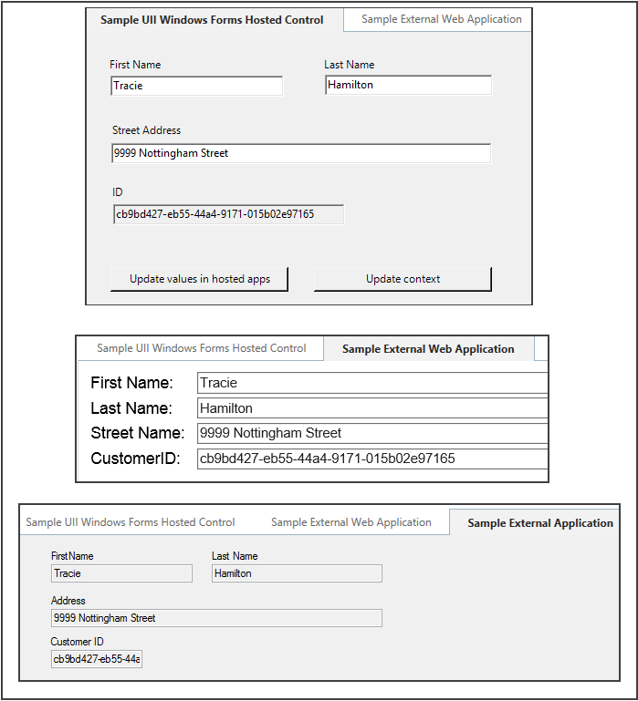 Controles de ejemplo con valores actualizados.