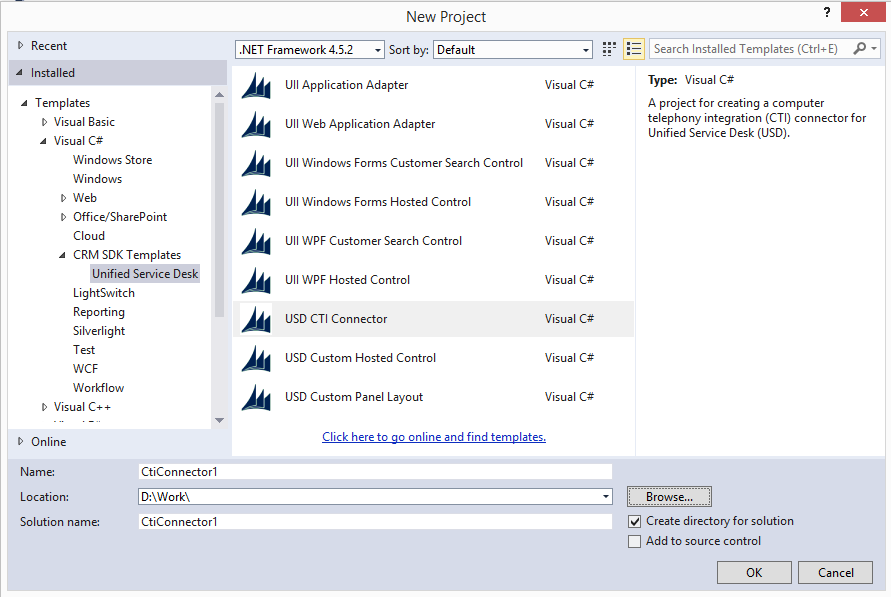 Crear un conector USD CTI.