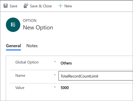 Configurar TotalRecordCountLimit.