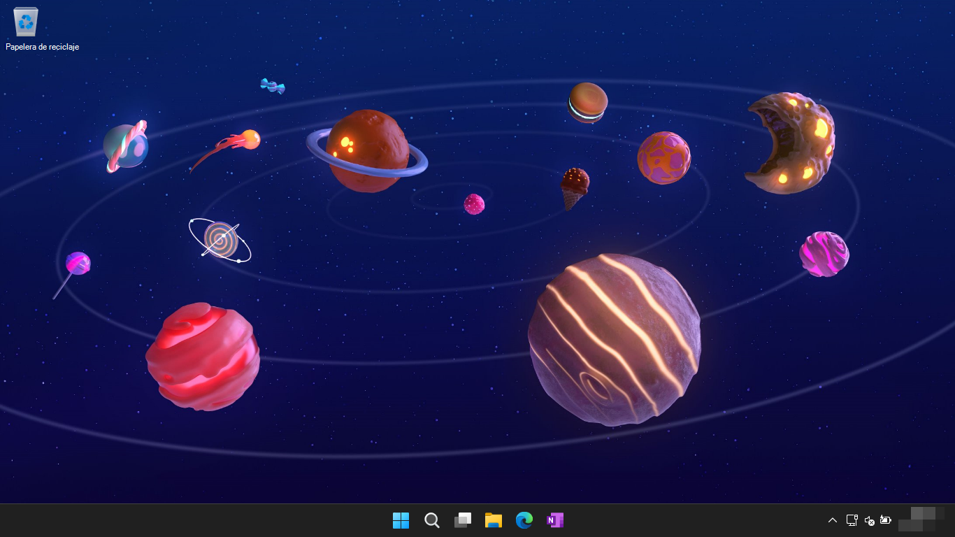 Captura de pantalla de Windows 11 escritorio con 3 pegatinas