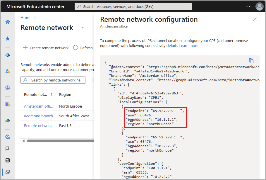 Captura de pantalla de la vista de configuración del panel de detalles.