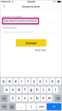 Aplicación Power BI Mobile con dirección URL externa