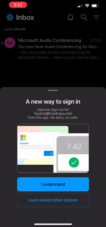 Captura de pantalla que muestra cómo registrar Authenticator Lite.