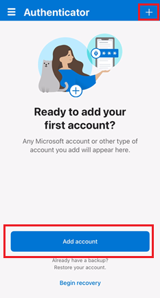 Captura de pantalla de cómo registrarse con Microsoft Authenticator para dispositivos iOS.