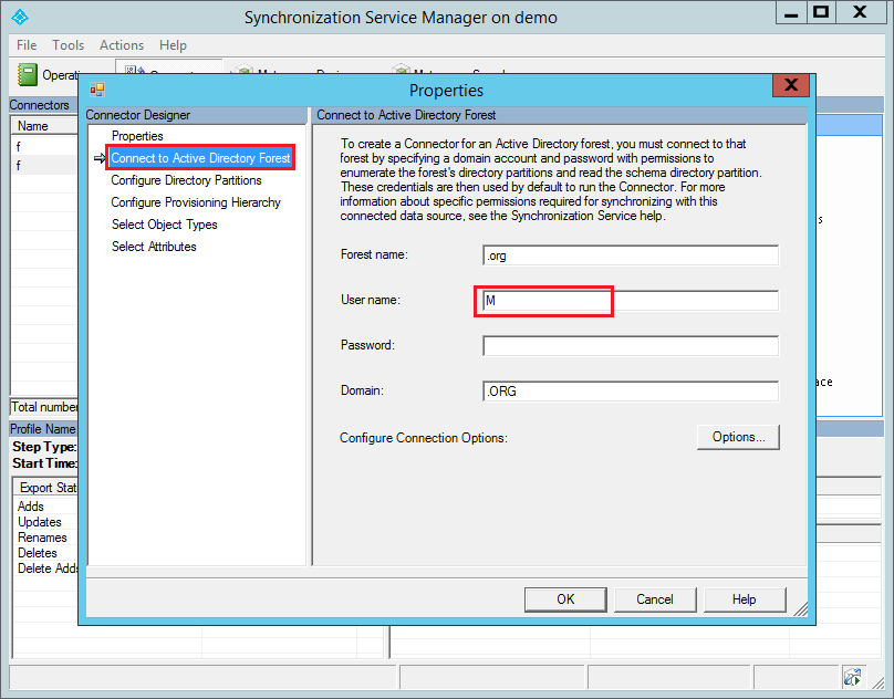 Buscar la cuenta de usuario de Active Directory del servicio de sincronización