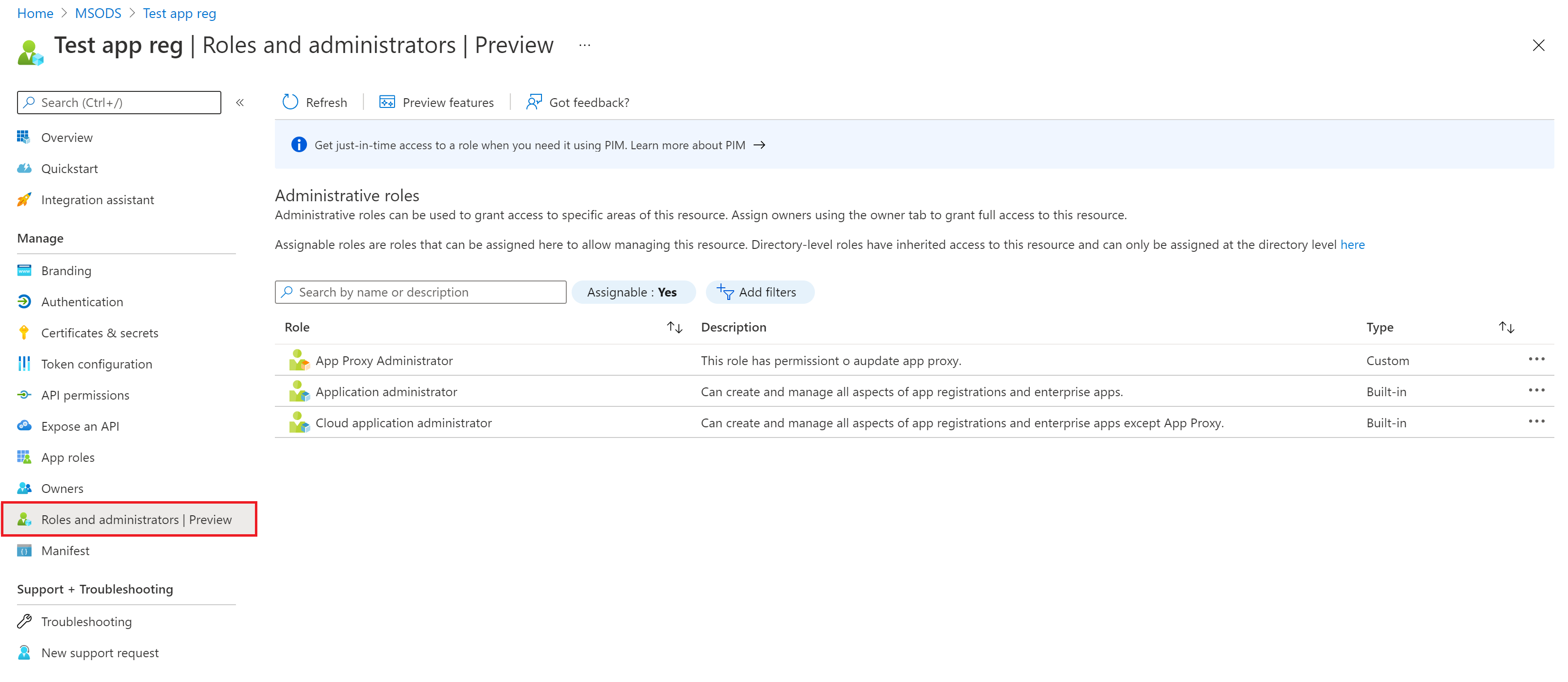 Roles para los registros de aplicaciones en Microsoft Entra ID.