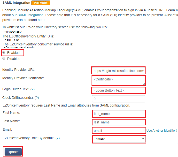 EZOfficeInventory configuration