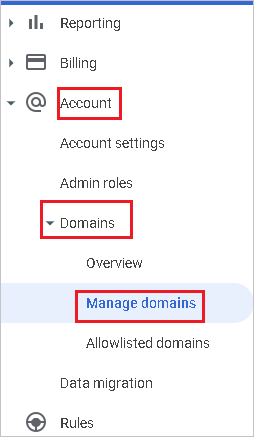 Dominios de G Suite