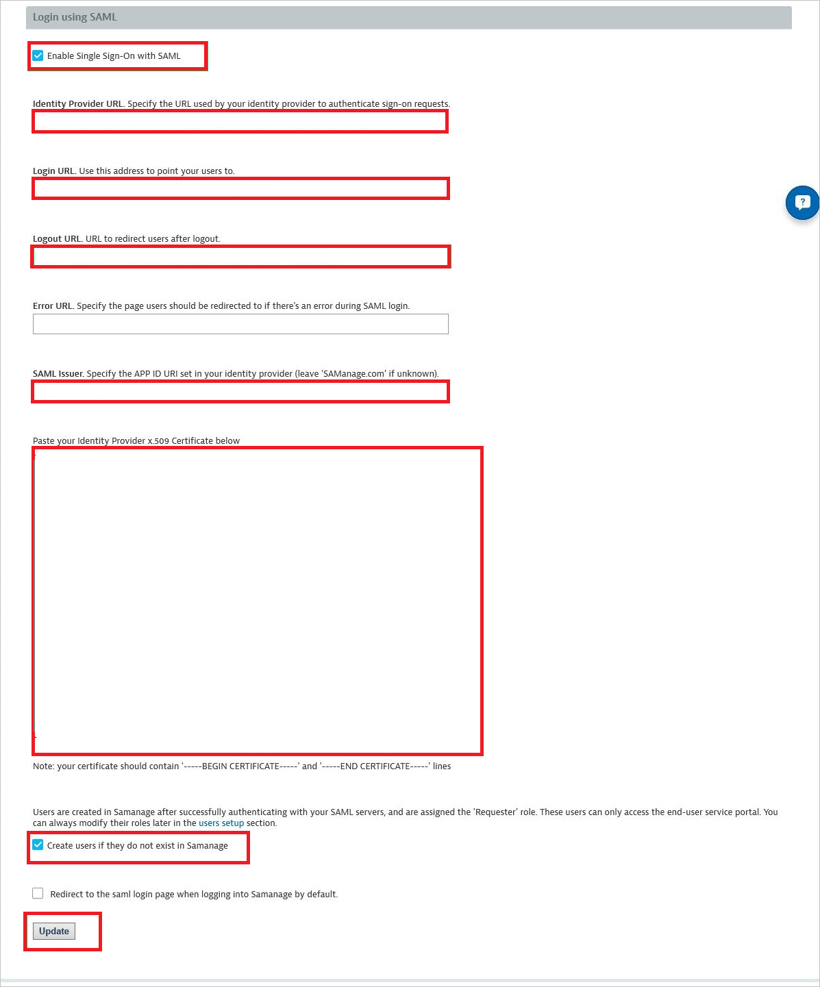 Login using SAML