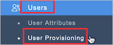 Captura de pantalla de la U I de Workgrid con las opciones Users (Usuarios) y User Provisioning (Aprovisionamiento de usuarios) seleccionadas.
