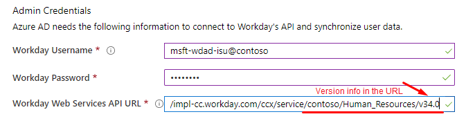 Recorte de pantalla de la información de la versión de Workday