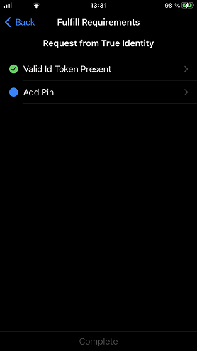 Captura de pantalla de Introducir código pin en iOS.