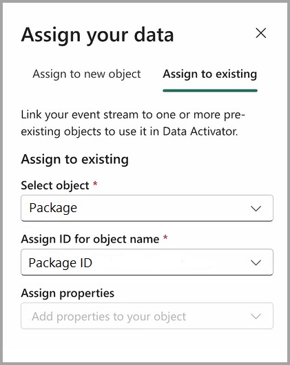 Captura de pantalla de la asignación de datos en El activador de datos.