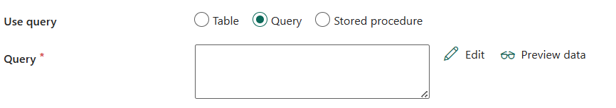 Captura de pantalla que muestra la configuración de la consulta.