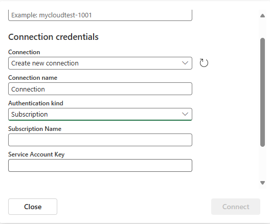 Captura de pantalla que muestra la sección Credenciales de conexión para el conector de base de datos de Azure PostgreSQL.